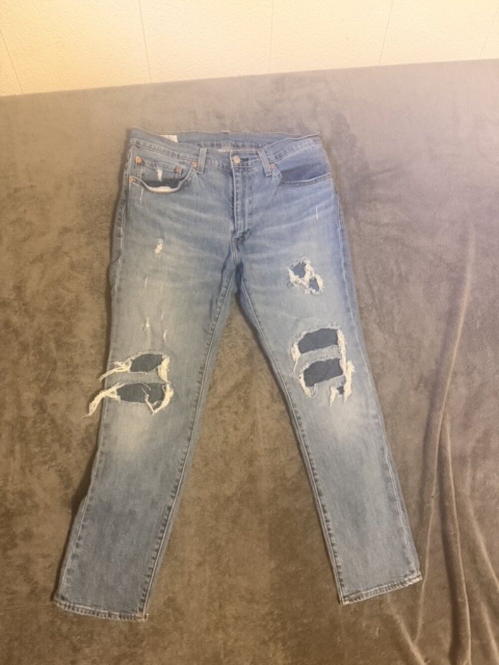 511 Slim Jeans Mens 32x32 Light Wash Distressed Ripped Denim